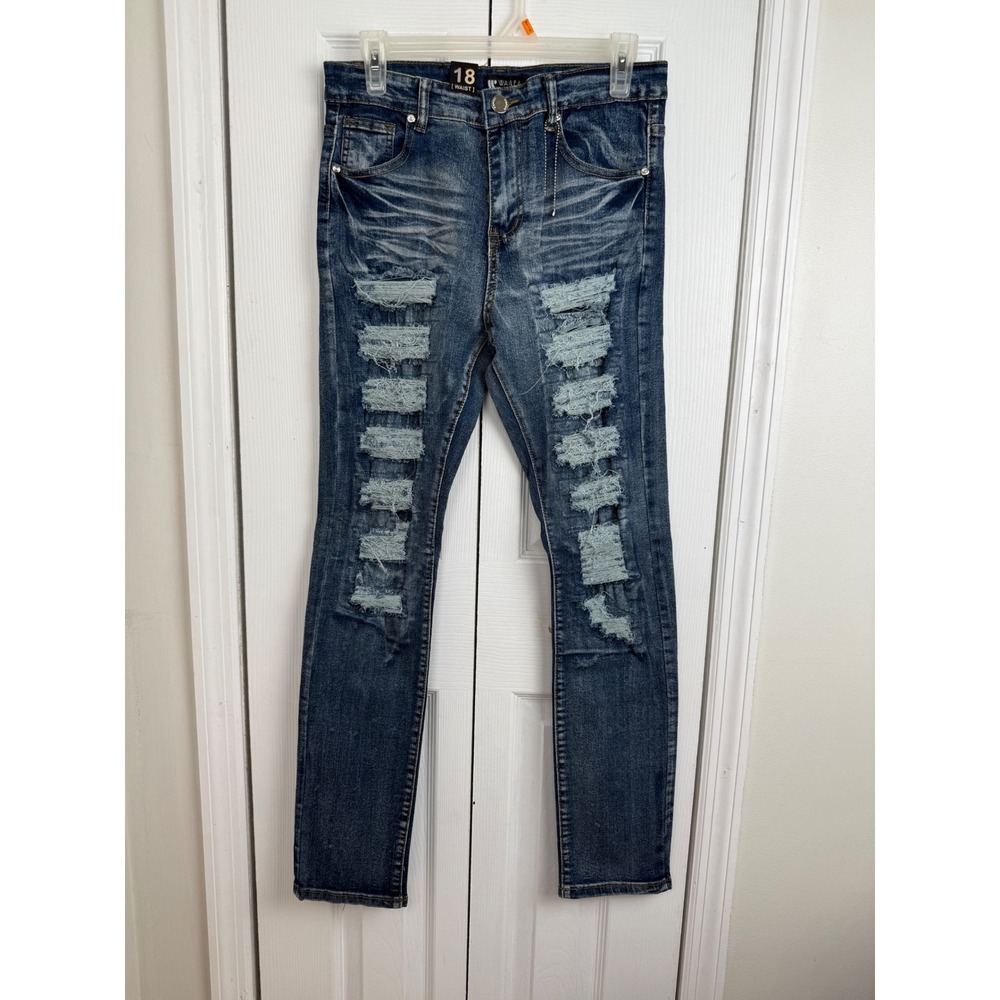Waimea New York Skinny Fit Distressed Blue Jeans Mens Size Waist 30 x 32‎